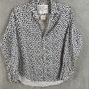 Frank & Eileen Heart Patterned Shirt in Black and Gray